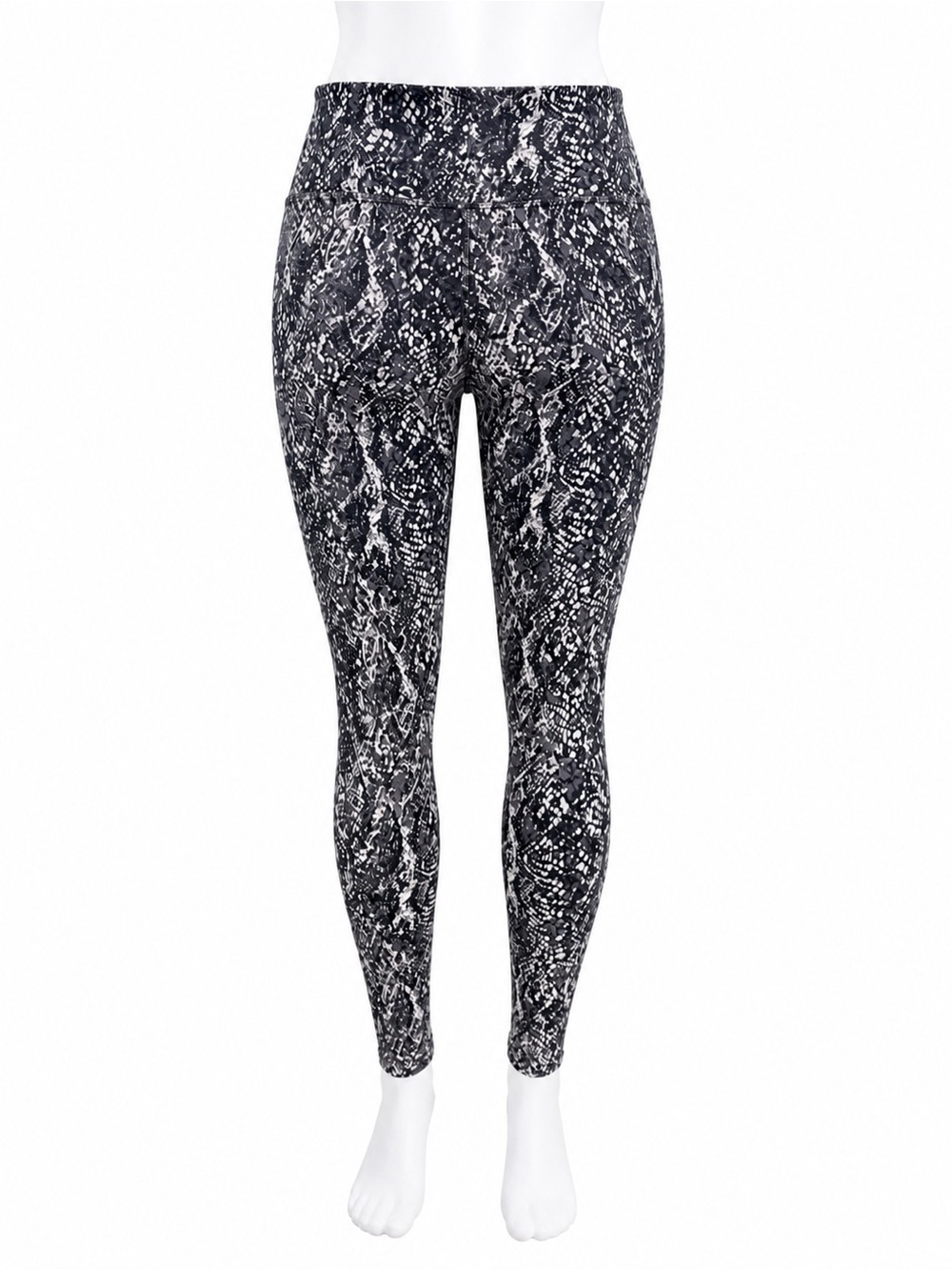 SPANX Faux Leather Snake Print Leggings Medium Black Grey High Rise NWOT